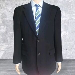 Tailors Row Luxe Blazer Mens 42 Black Camel Hair S&K Famous Brands Sport Coat